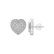 10K White Gold Lab Grown Diamond Composite & Cluster Heart Stud Earrings
