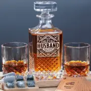 Ponpur Catalog Clear 2 Glasses Whiskey Decanter Set For Husband With Manual
