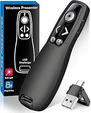 2-in-1 USB Type C Presentation Clicker Wireless Presenter Remote for PowerPoint, Powerpoint Clicker with Volume Control PowerPoint Slide Advancer for Mac, Computer, Laptop