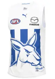 North Melbourne Kangaroos AFL Puma Clash Guernsey Kids Sizes 12-16! T2