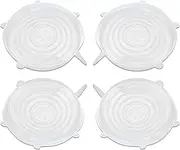 WUMUZAI 4 Pack 16.5cm Reusable Silicone Stretch Lids, Silicone Bowl Covers for Food Storage, Universal Stretchable Lids for Containers Produce, Elastic Expandable Seal Cover, Microwave Freezer Safe