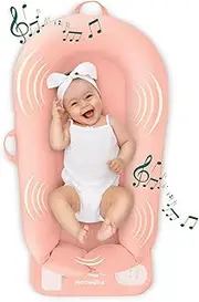 Homedics 3-in-1 Calming Baby Cushion, Soothing Comfort for Newborns & Infants, Snuggling Sensation, Sound and Vibration, Designed for Safety, Cordless, Rechargeable & Machine-Washable, Coral