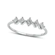 0.33 CT. T.W. Princess-Cut Tilted Five Stone Ring in Solid 10K White Gold