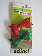 Scunci Christmas Red Green Bows Hair Tie Accessories Christmas