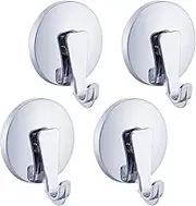 JOMOLA Shower Suction Hooks - Heavy Duty Bathroom Cup Hooks for Wall, Glass, Towel Holder, Loofah Hanger - Kitchen Vacuum Wall Hooks 4 Pack