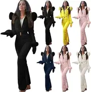 [Generic] Womens One Piece Ski Suits Fashion Waterproof Men Insulated Snowsuits WindproofJumpsuits with Belts Gloves Set of Three
