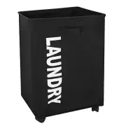 75L Laundry Basket with Wheels | Large Collapsible Rolling Laundry Hamper | D...