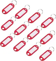 KALLORY 50pcs Plastic Id Label Key Tags with Split Rings Versatile Tags for Luggage Keys Hotels and More Portable Keychain Accessories
