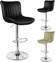 [ALFORDSON] 2X Bar Stool, Adjustable Kitchen Barstools Gas Lift, Swivel Leather Counter Dining Chairs in 62-82cm Seat Height, Home Bar Dining Room Furniture, Brad Black
