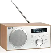 DAB+ Radio with Bluetooth Speaker - August MB420 - DAB FM Digital Tuner Dual Alarm Clock Radio Aux USB Line Out - Mains Powered LCD Screen Presets Subwoofer [Oak]