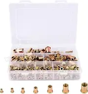 Rivet Nuts Assortment Kit with Plated Finish Easy to Install and Fix Solid Carbon Steel Flat Head Rivet Nut Kit for Cars Use..(Golden)