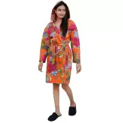 Patchwork Warm Cap Hoodie Reversible Cotton kimono Robes Kantha Dressing Gown
