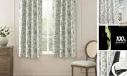 100% Blackout Floral 40"W x 63"L (Pack of 2) *Jacobean Green on Off White