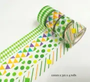 Washi Tape Geometry Purple Green Pink 4 rolls set MT469