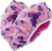 IWOWHERO 2pcs Women's Shower Cap Waterproof Hair Dryer Hat Quick Dry Stylish Heart Pattern Comfortable Fit for Hair