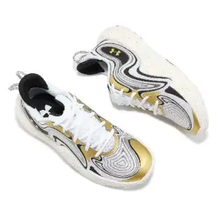 Under Armour 籃球鞋 Spawn 6 男鞋 金 白 網布 緩震 抓地 低筒 運動鞋 UA 3027263100