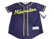 Outerstuff Christian Yelich Milwaukee Brewers #22 Navy Yellow Youth Size S Boys
