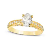 1.5 CT. T.W. Oval Natural Diamond Pav? Engagement Ring in Solid 14K Gold