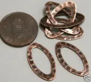 10 pcs of Antiqued Copper hammered oval link 12x22mm