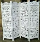 Indian Antique Furniture Handcraft Wooden Partition Screen Room Divider 4 Panels