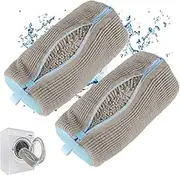 Aoipend 2 Pack Shoe Washing Machine Bag, Large Size Mesh Laundry Bag for Shoe, Recommended Uses for All Size Washable Sneakers,Running,Basketball,Canvas Shoes, Grey, large, Shoe Washing Bag