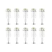 10pcs Crystal Centerpieces for Tables Silver Flower Stand for Wedding Party C...