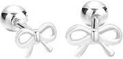[lianiser] 14k Gold Plated Hypoallergenic Bow Screw Back Cartilage Helix Tragus Gold Silver Earrings for Women Teen Tiny Mini - Stud, Polished Brass, Gold Plated- 1 Pair, 0.7 inches, Flat Back