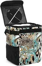 Car Trash Can with Lid,Bag Hanging Storage Pockets Leak-Proof,Portable Garbage Bin,Classic Gradient Leopard