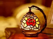 Red Rose Mini Tiffany Stained Glass Night Lamp