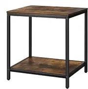[ALFORDSON] Coffee Table Side Table with 2-Tier Shelves Industrial Style, Simple Vintage Look Center Table Console Table End Table for Living Room, Hallway, Office, Bedside Table for Bedroom, Brown