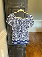 womens vineyard vines salt island tile flutter sleeve top. Sz S NWT