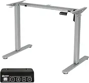 ERGOMAKER Height Adjustable Standing Desk Frame, Electric Sit Stand Desk Base with Automatic Memory Smart Handset (Grey Frame, Without Desktop)