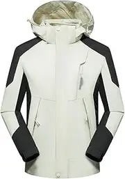 [GAGALU] Men's Outdoor Jacket, Including Removable Fleece Lining, Winter Warm Jacket, Mountaineering Jacket,White,XL