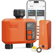 WiFi Water Timer, 2 Zones Wifi sprinkler controller with 984ft Range, APP Remote Control, Voice Control with Alexa, Rain Delay and Manual Mode, Drip Irrigation and Lawn Watering System for Yard Plants