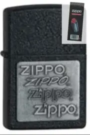 Zippo 363 pewter emblem black crackle Lighter + FLINT PACK