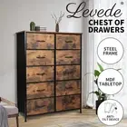 Levede Storage Cabinet Chest of 10 Drawers Vintage Fabric Dresser Tallboy Retro