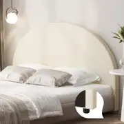 Oikiture Bed Head Headboard Queen Fabric Bedhead Beige