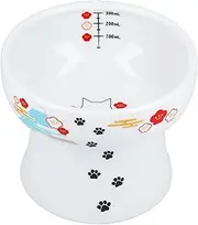 Necoichi Elevated Ceramic Cat Bowls - Raised Food and Water Dishes for Indoor Cats, Kittens, Small Pets - Whisker Friendly, Anti-Spill, 4.1" Fuji Style