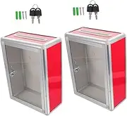 TEHAUX 2pcs Wall Mount Mailbox with Lock Durable Metal Clear Letter Box for Home Office Space Saving Design Strong Impact Resistance Smooth Surface Weatherproof Mail Storage