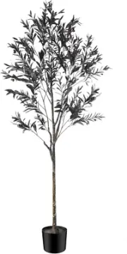 6ft Black Christmas Tree, 72" Tall Olive Tree for Indoor Decor, Artificial Olive
