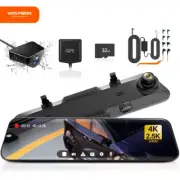 WOLFBOX G900 Free 32GB Card 4K+2.5K Front and Rear Dash Cam Mirror Camera