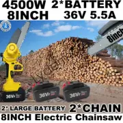 8INCH 4500W 36V Cordless 36V Electric Chainsaw 2Battery Wood Cutter Rechargeable