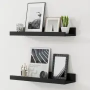 Floating Shelves for Wall, 16 inch Solid Wood Picture Ledge Shelf, 16" Black