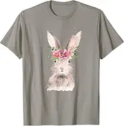 [X.Style] Girl Bunny Floral Vintage Easter Day,Funny Kids,Mother Day ds459 T-Shirt (XL) Slate Grey