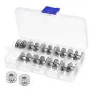 20Pcs Metal Bobbins Embroidery Bobbins with Case for Sewing Machine Silver