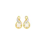 9ct Gold, White Opal And Diamond Earrings in White