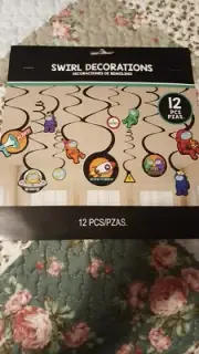 Space Theme Birthday Decoration Swirls Hanging - 12Pcs