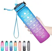 Hyeta 32 oz Water Bottles with Times to Drink and Straw, Motivational Water Bottle with Time Marker, Leakproof & BPA Free, Drinking Sports Water Bottle for Fitness, Gym & Outdoor