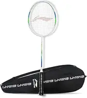 LI-NING G-Force Superlite 3900 Carbon Fibre Unstrung Badminton Racket with Free Full Cover, White/Blue