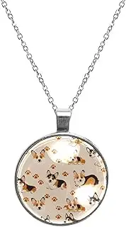 [Diusye] Necklaces for Women, Cute Corgi Paw Footprints Print Stainless Steel Pendant Necklace Jewelry Birthday Anniversary Wife Girls Friends Gift